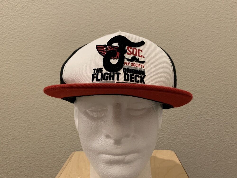 Fly Society The Flight Original Deck F SOC White Black Red Snapback Hat Cap